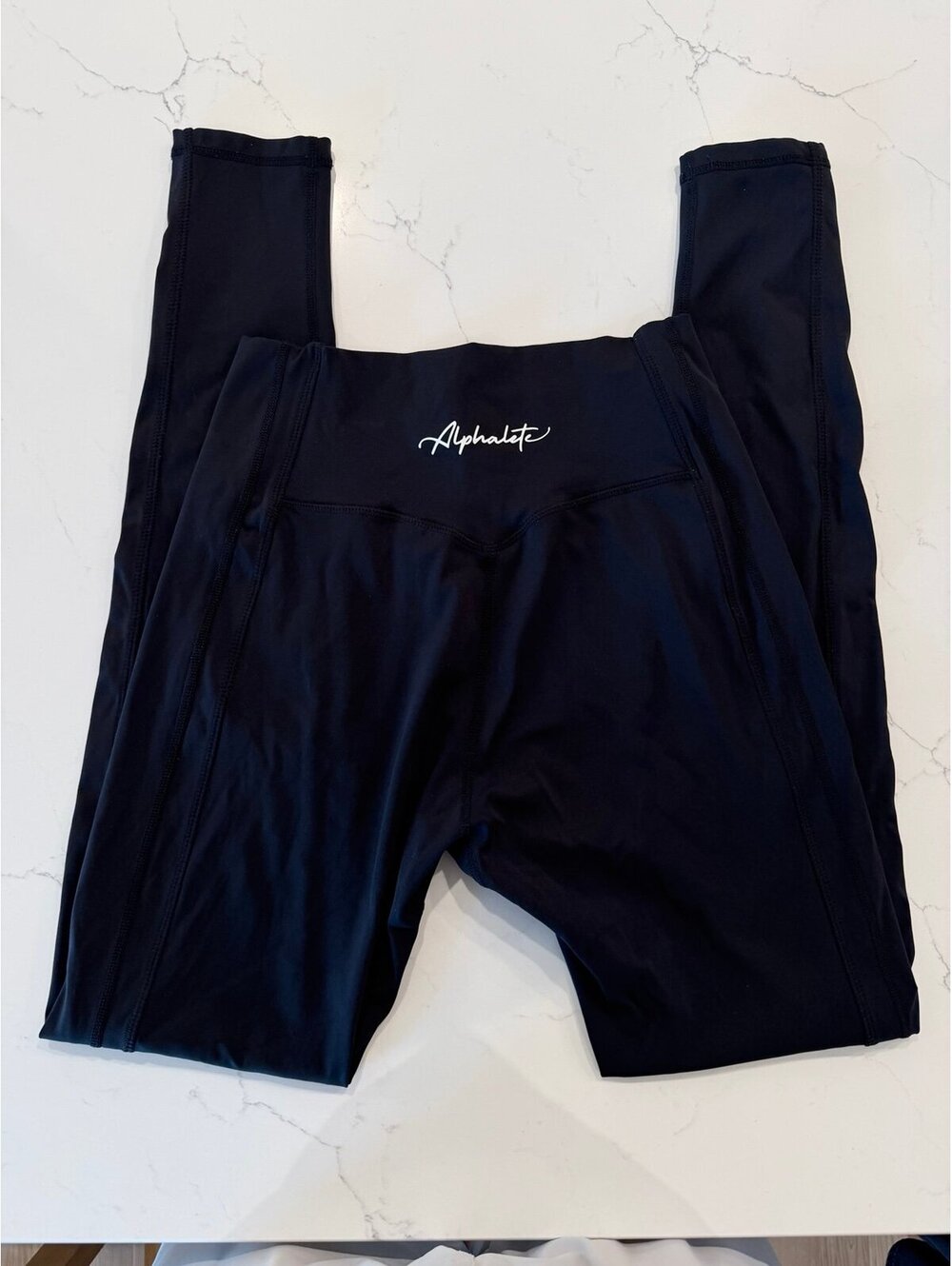Alphalete Womens Medium Black High Waisted Activewear Leggings Script Logo